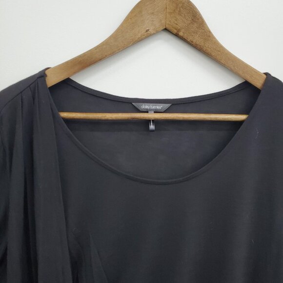 Daisy Fuentes NWT Womens L Black Draped 3/4 Sleeve Rayon Tunic Top Evening - Picture 13 of 16